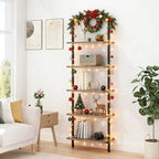 White 5 Tier Wall Mount Ladder Shelf, Metal Frame Bookcase