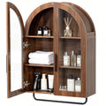 home Walnut Bathroom Wall‑Mounted Medicine Storage Cabinet,
