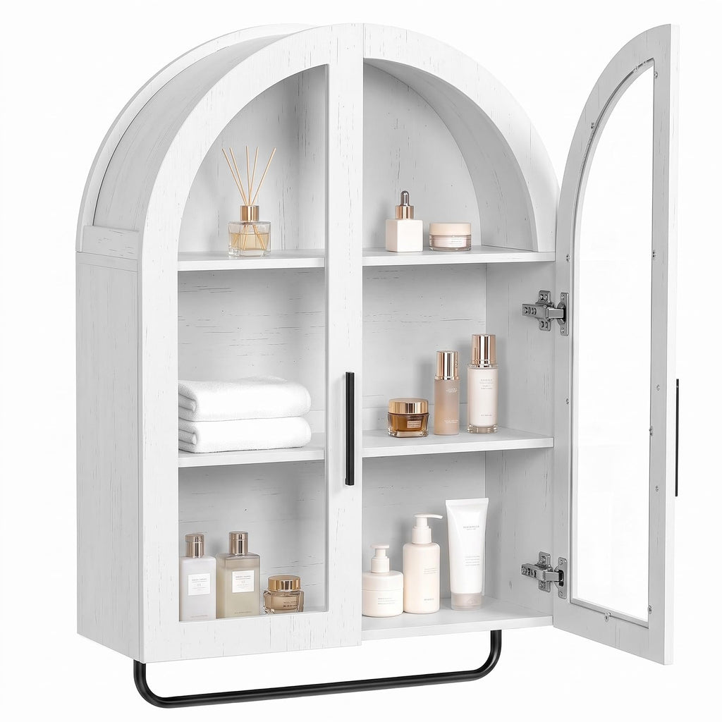 home Walnut Bathroom Wall‑Mounted Medicine Storage Cabinet,