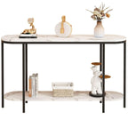 home Console Table for Entryway,White Marbled Metal Frame