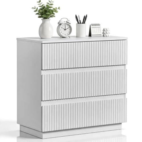 home White Wood Effect 4 Drawer Modern Dresser, Bedroom Storage Chest