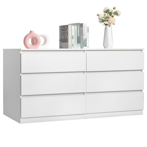 home White Wood Effect 4 Drawer Modern Dresser, Bedroom Storage Chest