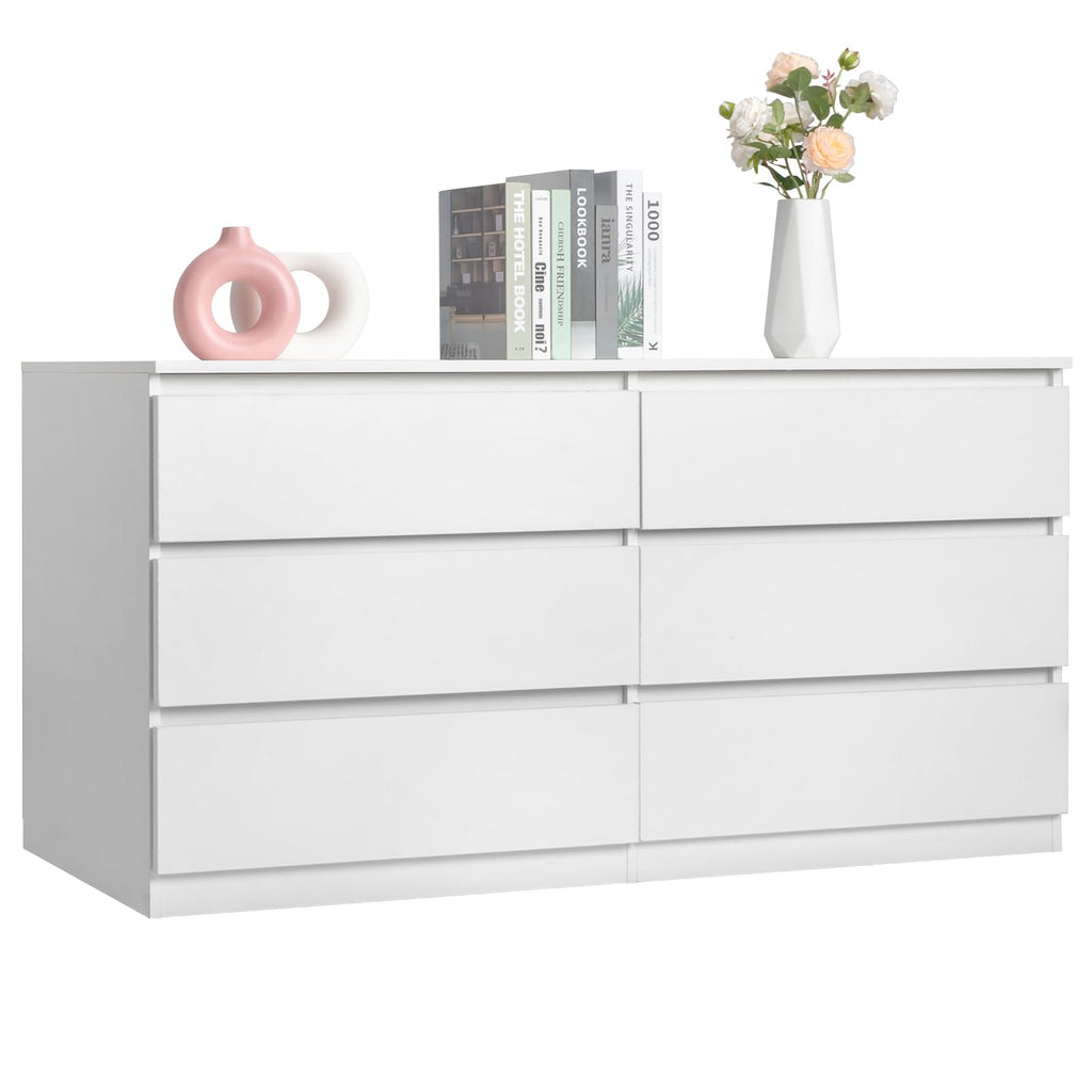 home White Wood Effect 4 Drawer Modern Dresser, Bedroom Storage Chest