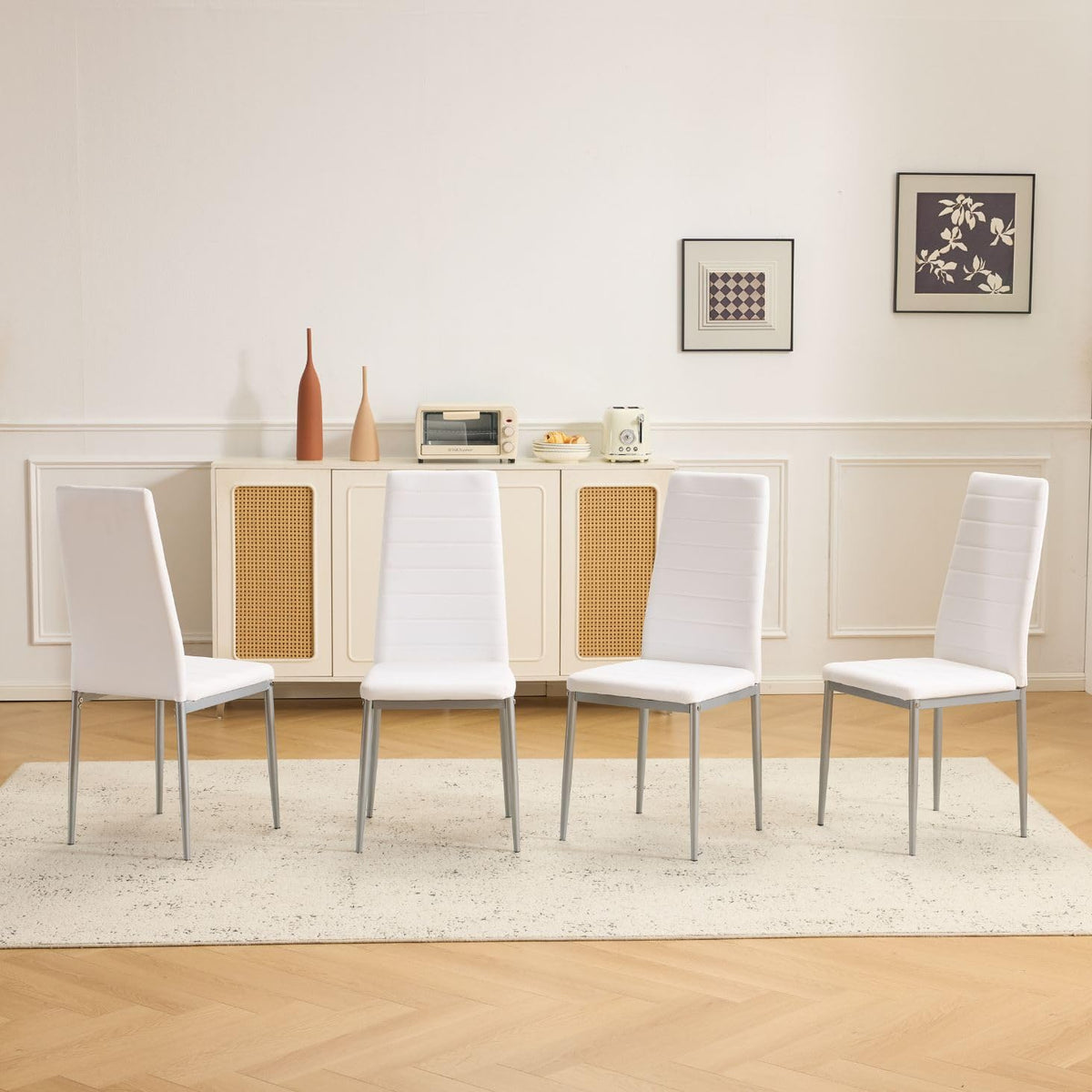 Karl home Dining Chairs Set of 4, PU Leather & High Back