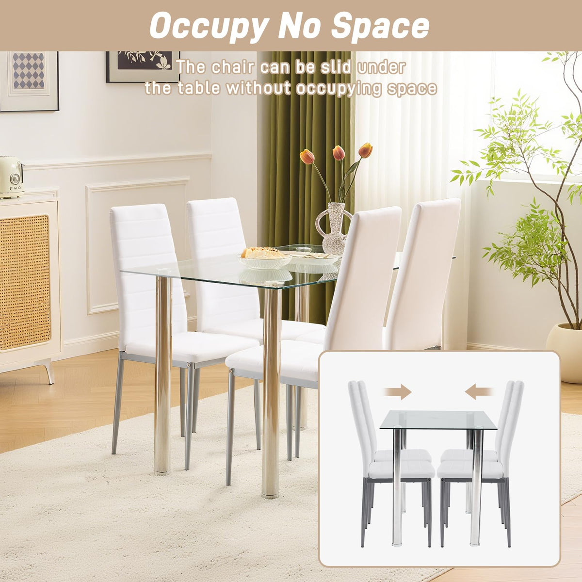 Karl home Dining Chairs Set of 4, PU Leather & High Back