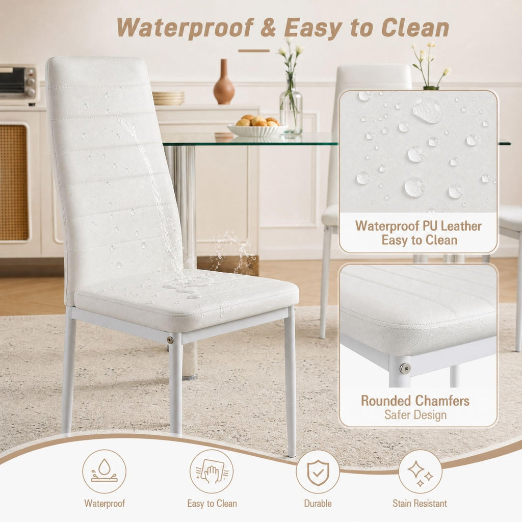 Karl home Dining Chairs Set of 4, PU Leather & High Back