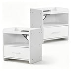 White Nightstands Set of 2, 2 USB Charging Bedside Table